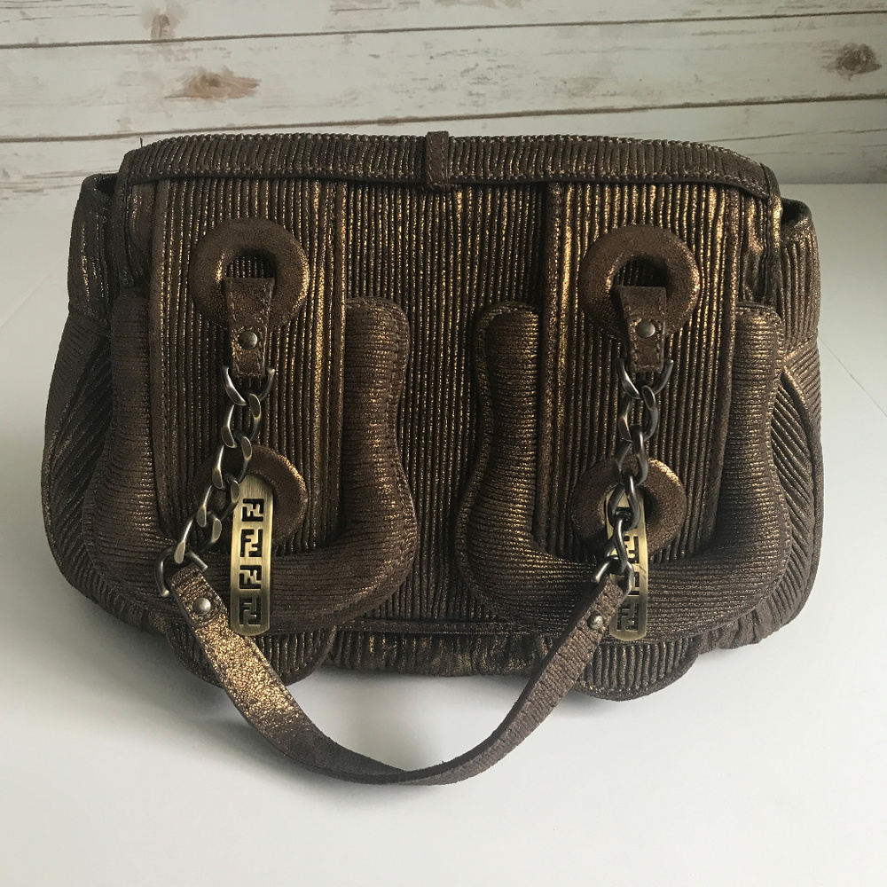 Fendi | Metallic Corduroy Bronze B. Buckle Bag